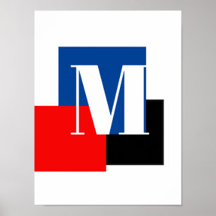 Affiche Lettre Initiale Monogramme Moderne Design