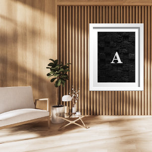 Affiche Lettre Initiale Monogramme Moderne Stone Noire