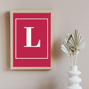 Affiche Lettre initiale   Monogramme Moderne Stylisé Rose