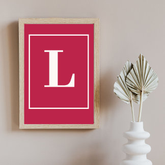 Affiche Lettre initiale | Monogramme Moderne Stylisé Rose