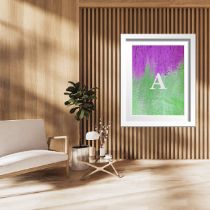 Affiche Lettre initiale Monogramme moderne violet vert