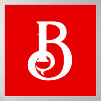 Lettre initiale monogramme rouge blanc classique