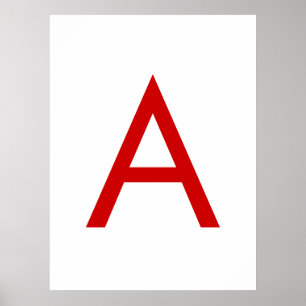 Affiche Lettre initiale Monogramme rouge blanc moderne cla