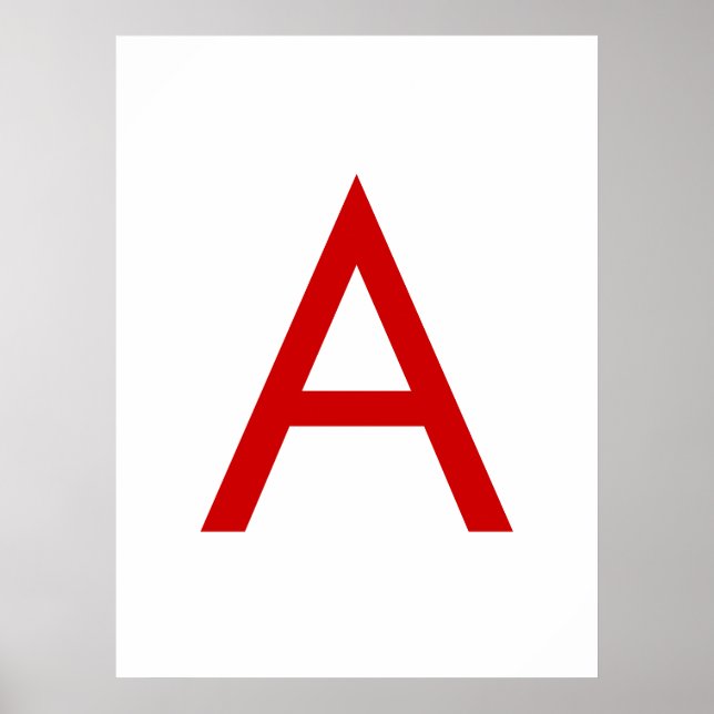 Affiche Lettre initiale Monogramme rouge blanc moderne cla (Devant)