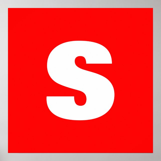 Affiche Lettre initiale Monogramme Style moderne Rouge Bla (Devant)