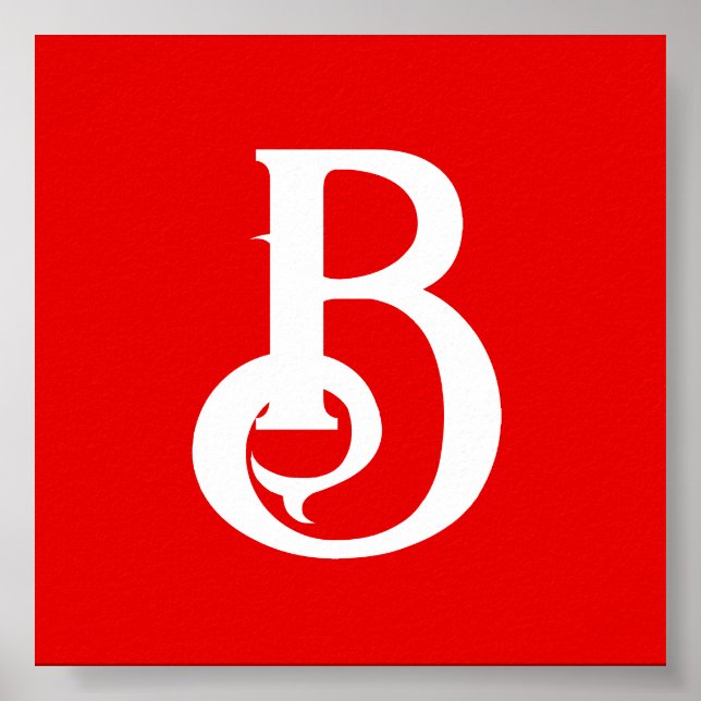 Affiche LETTRE INITIALE MONOMOBILE ROUGE BLANC Classique (Devant)