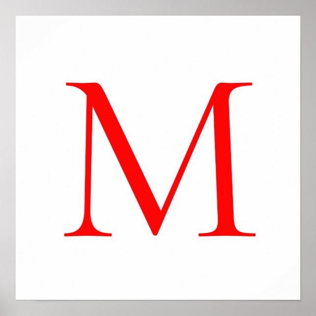 Affiche Lettre initiale rouge blanc monogrammed profession (Devant)
