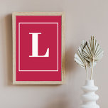 Affiche Lettre initiale |Style moderne Monogramme rose<br><div class="desc">Poster de monogramme de lettre initiale élégant pour impression. Moderne minimaliste en gris sur la typographie rose. Le cadeau ou l'accessoire individuel parfait avec une approche individuelle!</div>