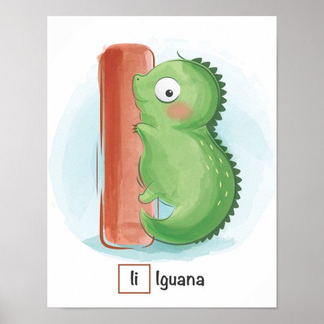 Affiche  LETTRE Iquana BLANC METE POSTE animal (Devant)