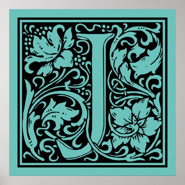 Affiche Lettre J Monogramme Médiéval Vintage Initiale (Devant)