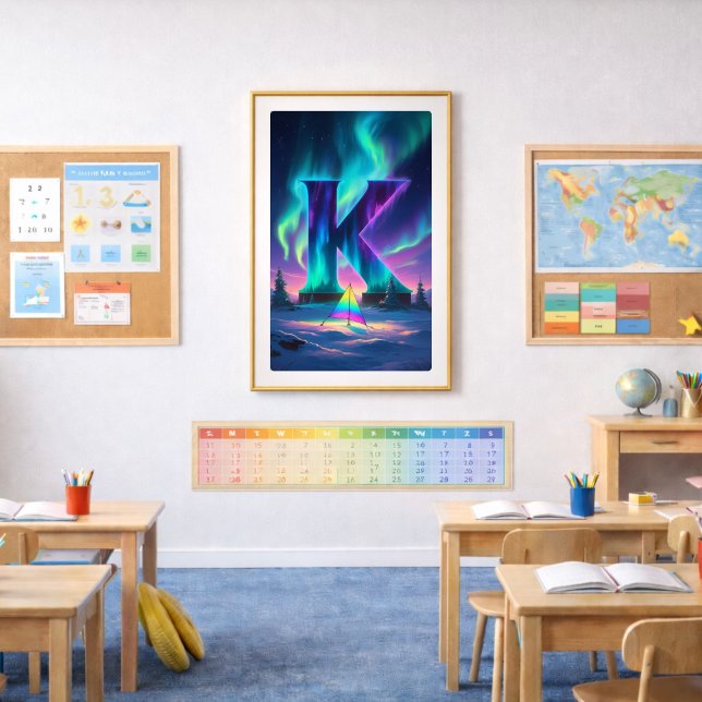 Affiche Lettre K Aurore | Art des Aurores Boréales (Créateur téléchargé)