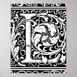 Affiche Lettre L Monogramme Médiéval Vintage Initiale
