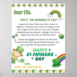 Affiche Lettre leprechaun de St Patrick personnalisée