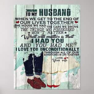 Affiche Lettre mignonne au mari   Cadeau Design Cool  