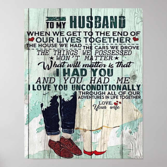 Affiche Lettre mignonne au mari | Cadeau Design Cool | (Devant)