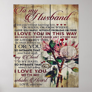 Affiche Lettre mignonne pour mari Cadeau charmant Fête