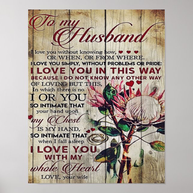 Affiche Lettre mignonne pour mari | Cadeau charmant | Fête (Devant)