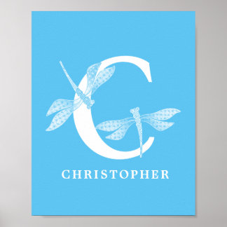 Affiche Lettre monogramme couleur C Pouponnière à libellul