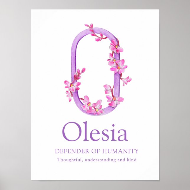 Affiche Lettre monogramme O Olesia nom signifiant (Devant)