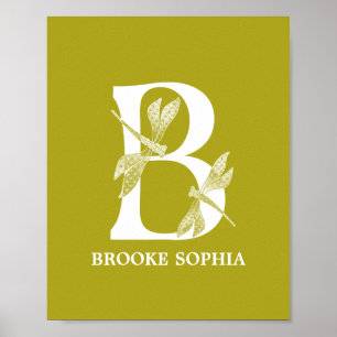 Affiche Lettre monographique B de la libellule de couleur 