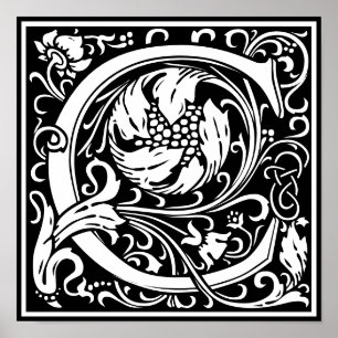 Affiche LETTRE MONOGRAPHIQUE Florale Alphabet C