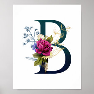 Affiche LETTRE MONOGRAPHIQUE Florale B