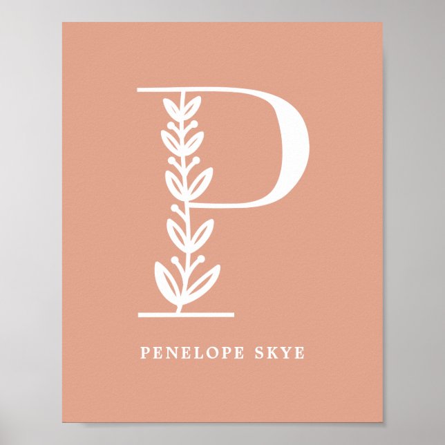 Affiche LETTRE MONOGRAPHIQUE Florale Couleur personnalisée (Devant)