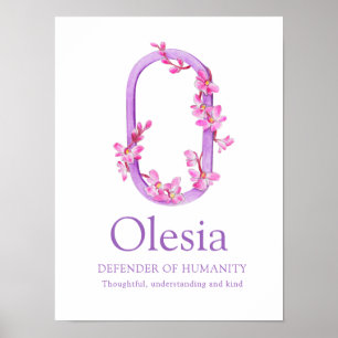 Affiche Lettre monographique O Nom Olesia signifiant