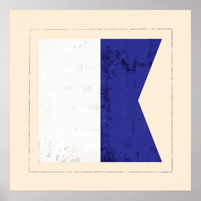 Affiche Lettre nautique "A" Signal Indicateur (Devant)