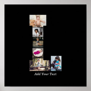 Affiche Lettre noire et blanche L Photo Collage