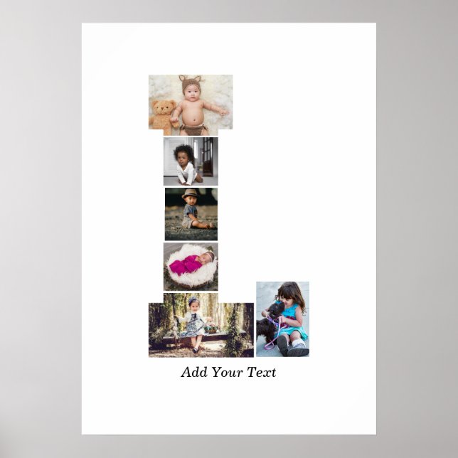 Affiche Lettre noire et blanche L Photo Collage (Devant)