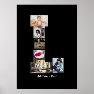 Affiche Lettre noire et blanche L Photo Collage