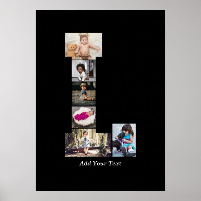 Affiche Lettre noire et blanche L Photo Collage (Devant)