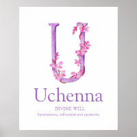 Lettre orchidée U Uchenna nom personnalisé signifi