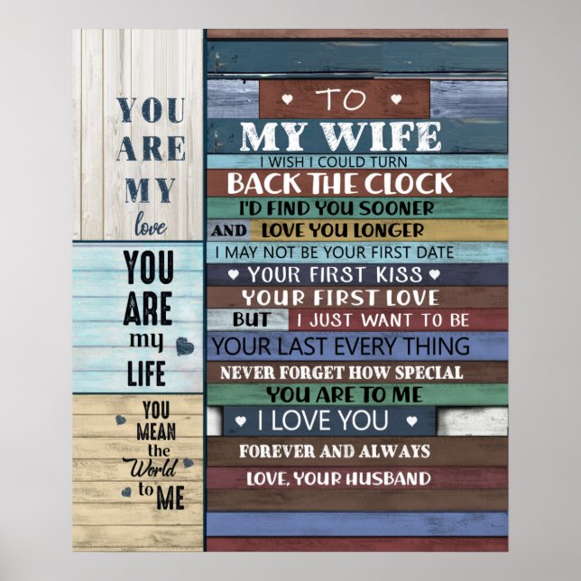 Affiche Lettre personnalisée à ma femme, (Devant)