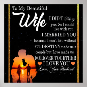 Affiche Lettre personnalisée à ma femme, Couple Valentine