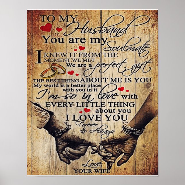 Affiche Lettre personnalisée à mon mari | Décor (Devant)