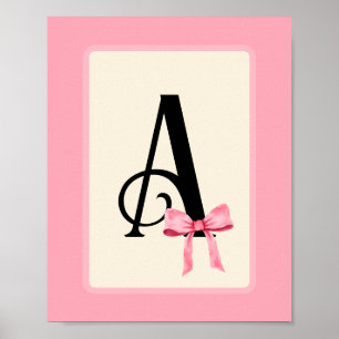 Affiche Lettre personnalisée Imprimer avec coquette rose