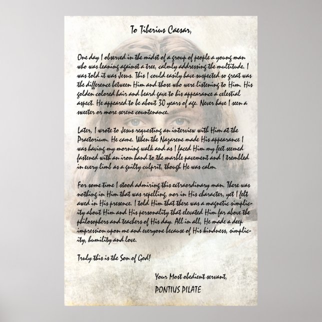 Affiche Lettre Pilate à César décrivant Jésus-Christ (Devant)