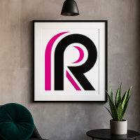 LETTRE Rose ET NOIR R