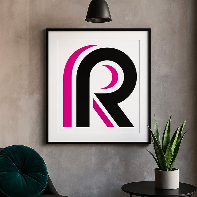 Affiche LETTRE Rose ET NOIR R (Créateur téléchargé)