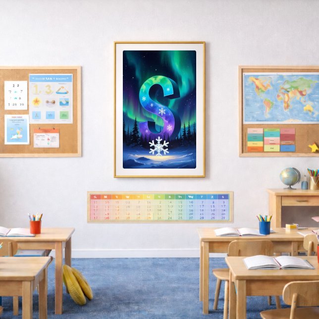 Affiche lettre S Aurore boréale | Art des aurores  (Créateur téléchargé)