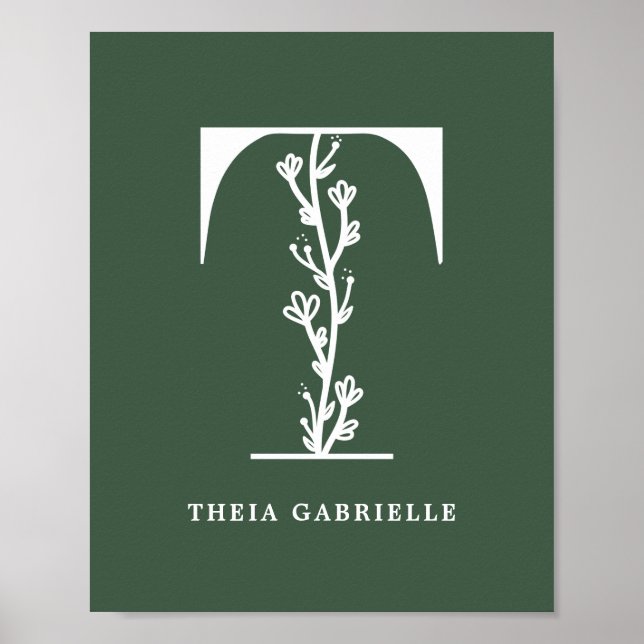 Affiche Lettre T Nom de la pépinière Floral couleur person (Devant)