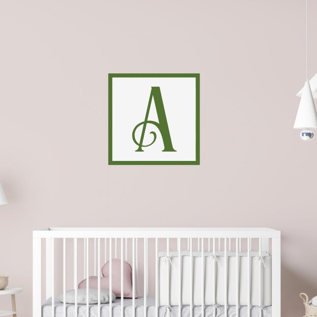 Affiche Lettre verte personnalisée A Monogram Retro Nurser (Pépinière 2)