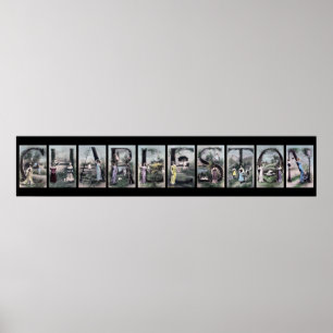 Affiche LETTRE Vintage Alphabet CHARLESTON Nom Art