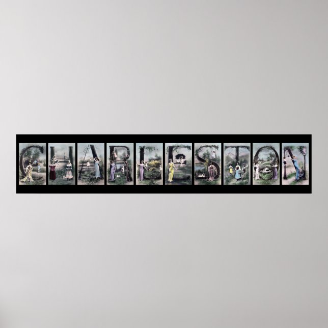 Affiche LETTRE Vintage Alphabet CHARLESTON Nom Art (Devant)