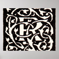 LETTRE vintage MONogramme R Art Nouveau
