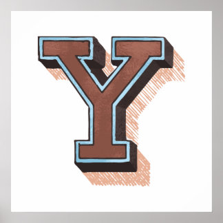 Affiche Lettre "Y" Élégante brodée