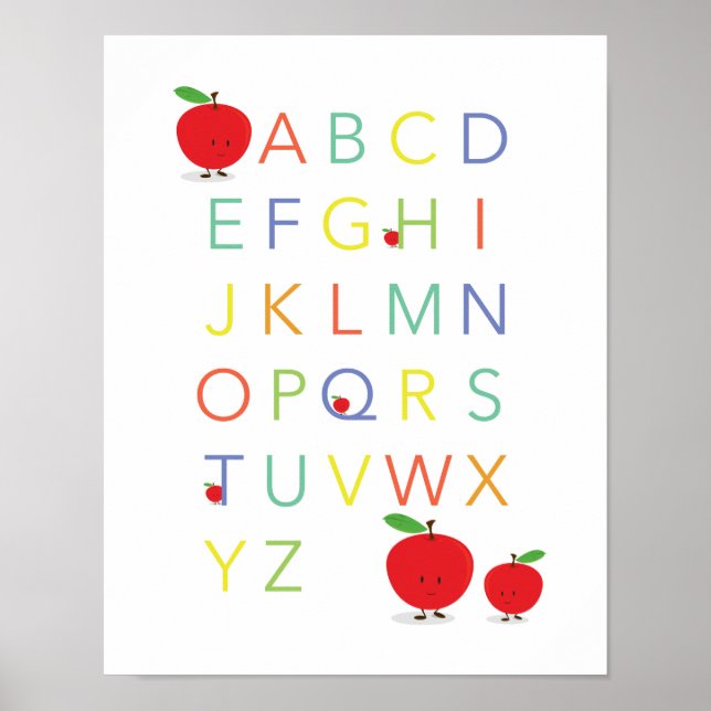 Affiche Lettres alphabétiques ABC Éducatif Pomme colorée (Devant)