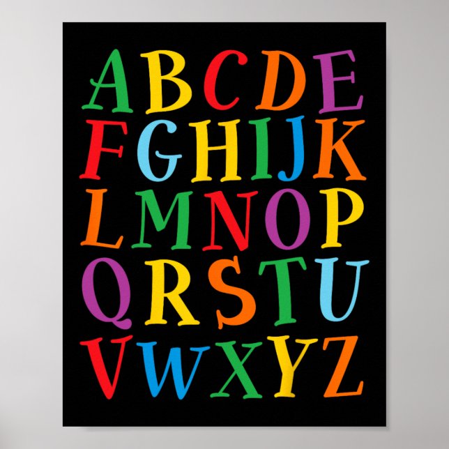Affiche Lettres de couleur drôles Alphabet Apprendre Abcs  (Devant)